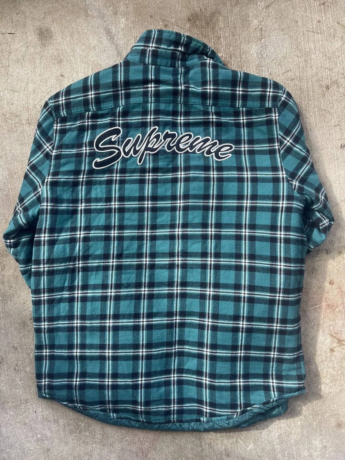 Supreme — Supreme Arc Logo Quilted Flannel Shirt — streetwear — resale