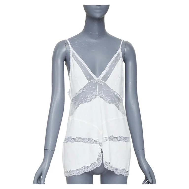 Stella McCartney — Stella Mccartney 2004 Crepe Lace Panel Cami Tank Top Sz.1 — Designer Shoe — resale