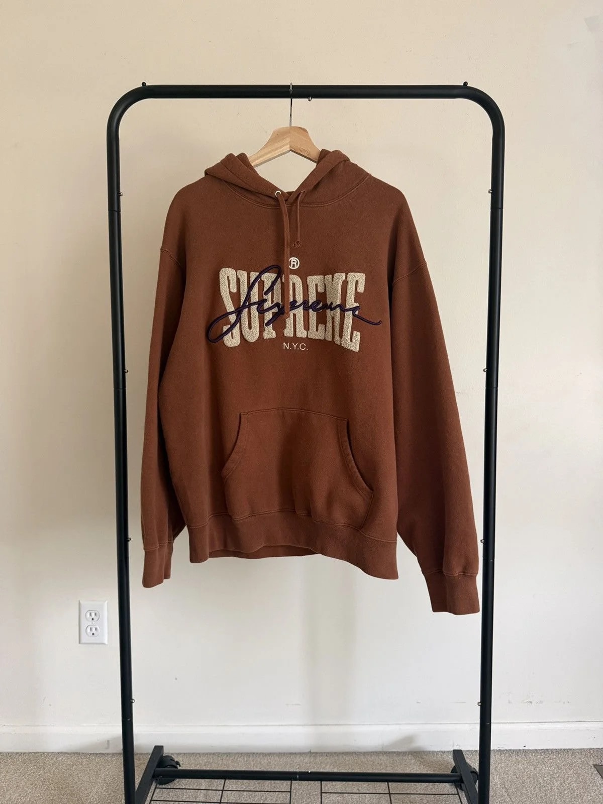 Supreme — Supreme Embroidered Chenille Hooded Sweatshirt — streetwear — resale