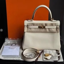 Hermès — Auth Hermès Kelly25 Beton S2 GHW Neutral Everyday — Handbag — resale