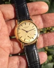 1955 Patek Philippe Calatrava 2484 Raised Enamel Fancy Lugs 18k Yellow Gold 2