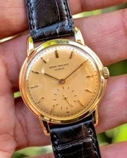 1955 Patek Philippe Calatrava 2484 Raised Enamel Fancy Lugs 18k Yellow Gold 4