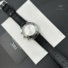 IWC Portofino Chronograph Day-Date Black Dial Black Leather Strap Box Papers 4