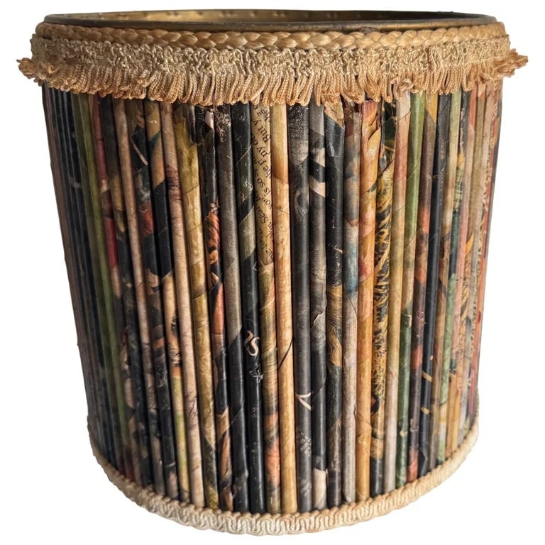 Mid 20th Century Rolled Magazine Wastebasket — Furniture — resale
