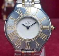 Cartier Must de 21 Two Tone GP SS Quartz Battery Replaced 2