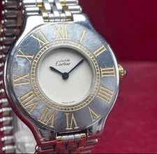 Cartier Must de 21 Two Tone GP SS Quartz Battery Replaced 3