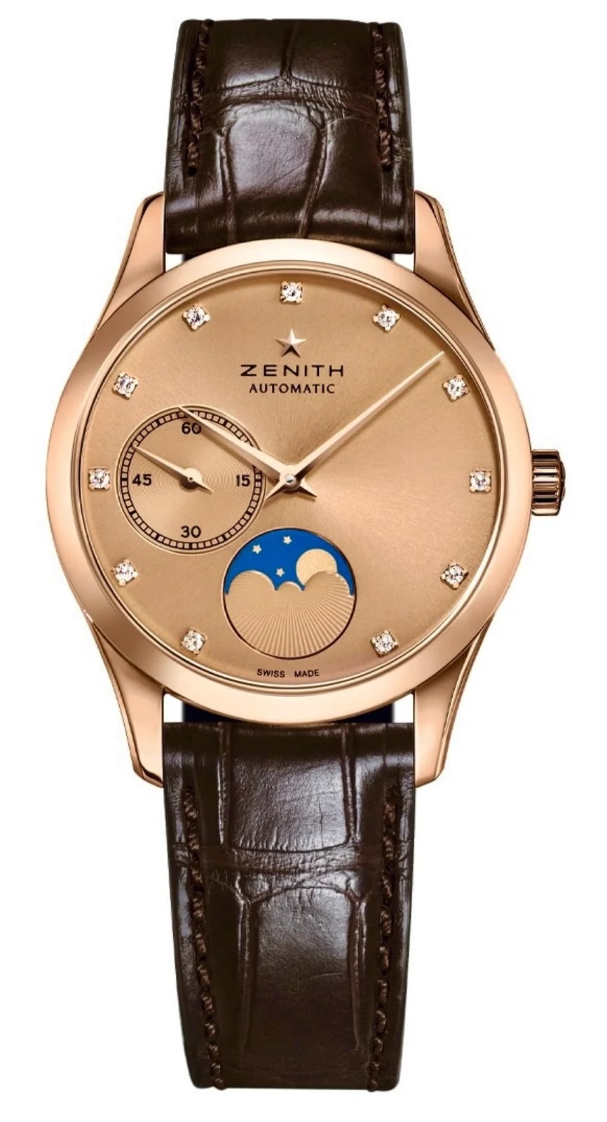 Worldofluxuryus — Zenith Ultra Thin Lady Moonphase 18K Rose Gold & Diamonds Lady's — Watch — resale