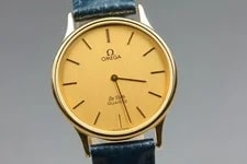 Near Omega de Ville Cal.1365 Gold Dial Push Crown Quartz W/ Box 4