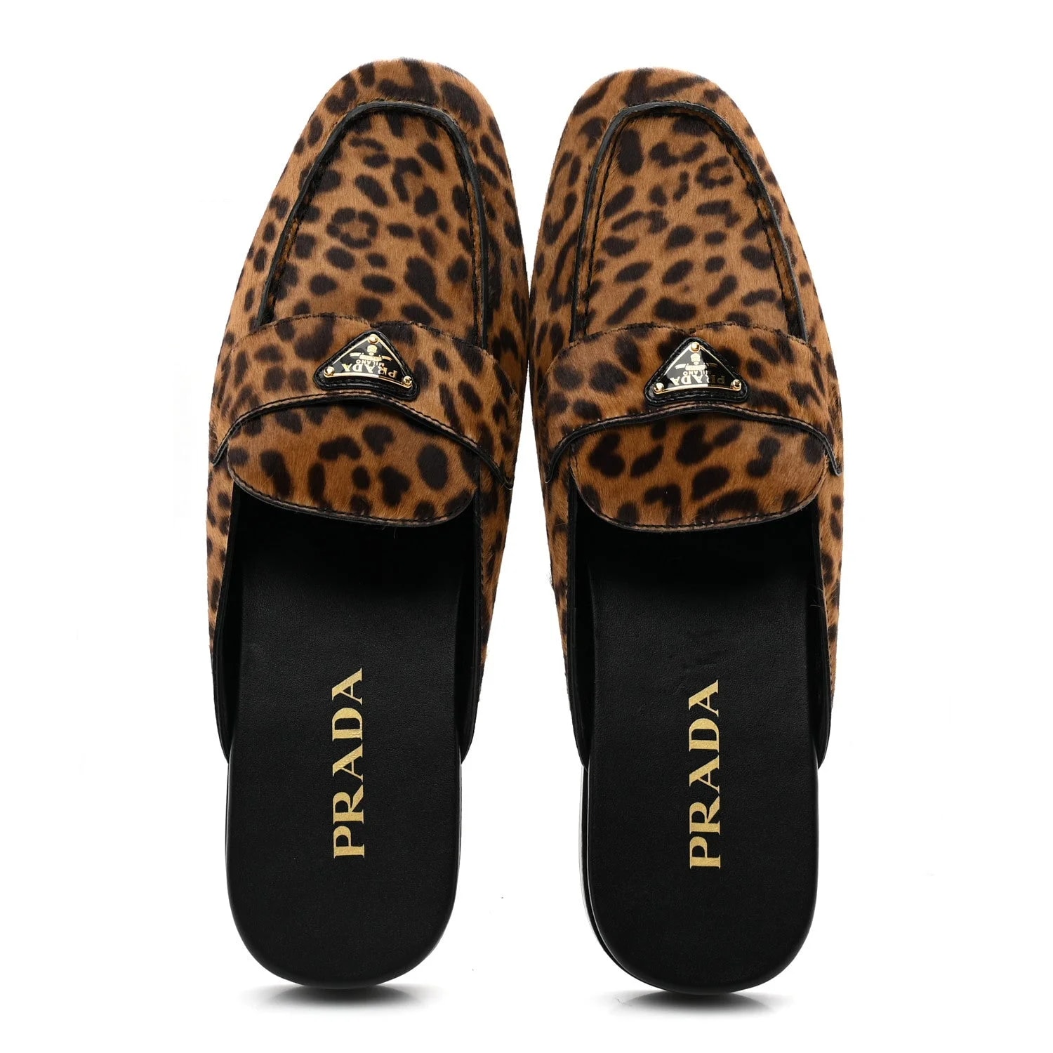 Pony Hair Leopard Metal Triangle Logo 10mm Mules 40 2