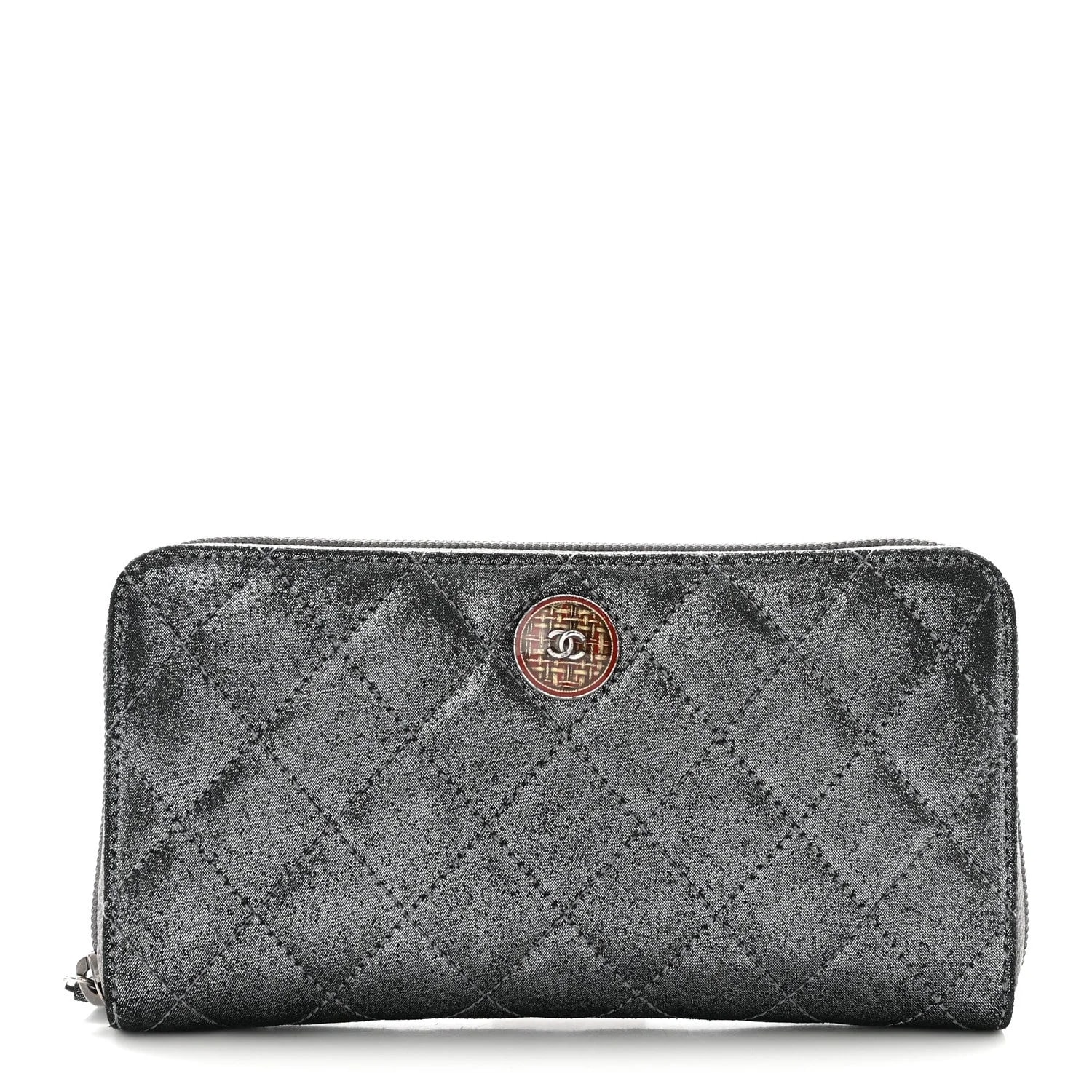 Chanel — Tartan Button Zip Around Wallet — Accessory — resale