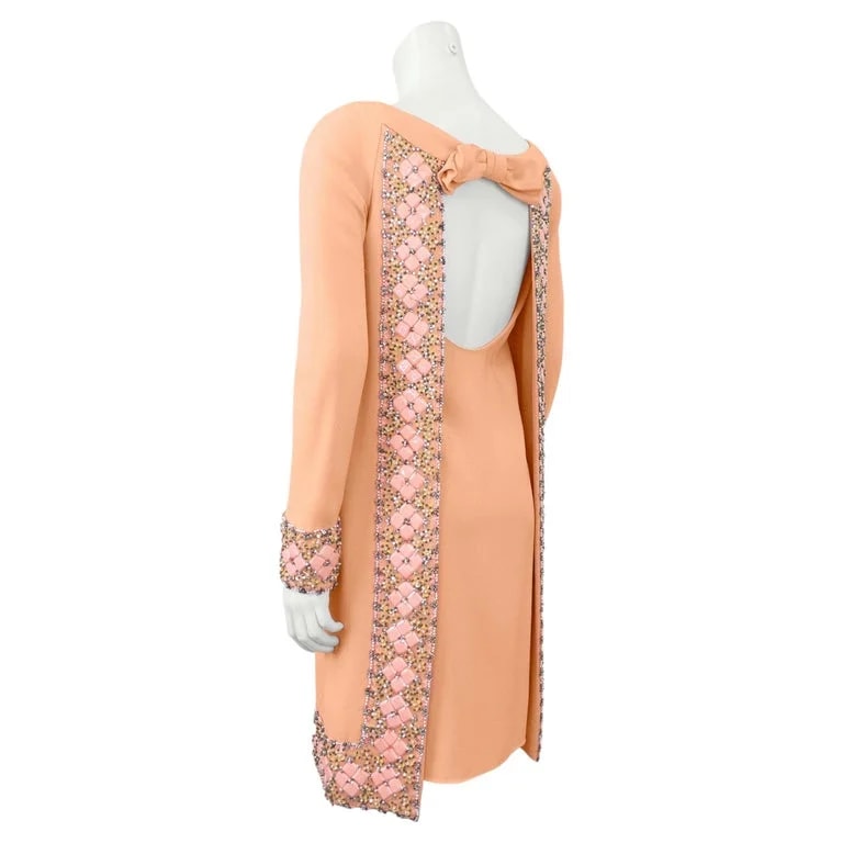 1960's Crepe Cocktail Dress With Open Back and Elaborate Beading — Clothing — resale