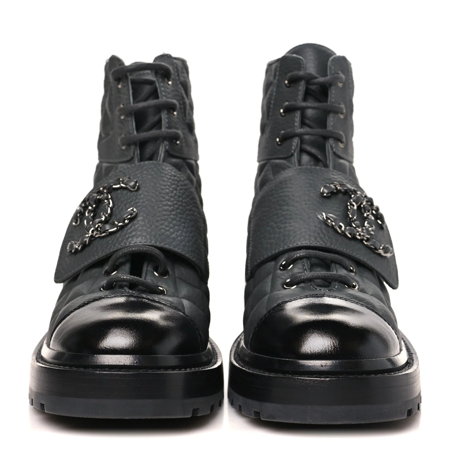 Shiny Lace Up Combat 36 Dark 3