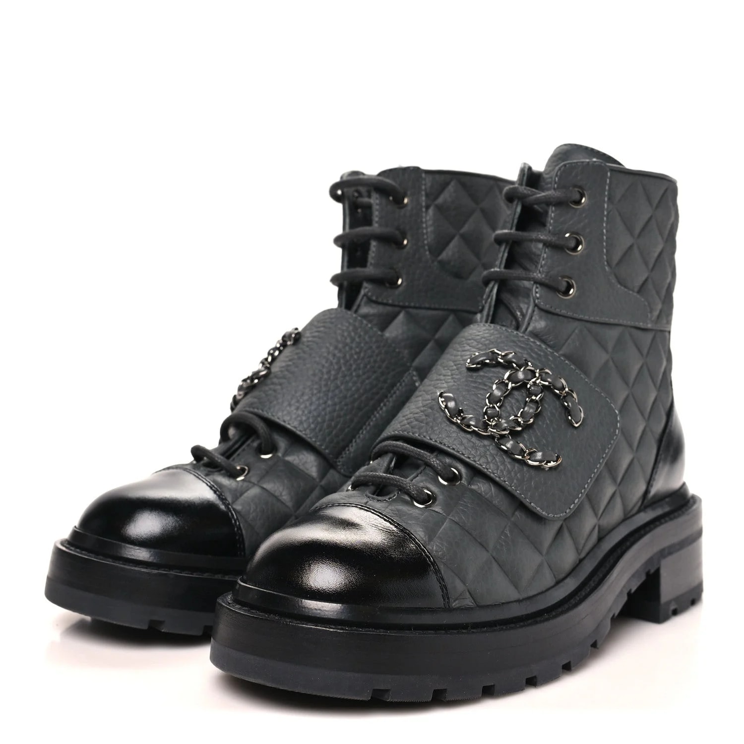 Shiny Lace Up Combat 36 Dark 4
