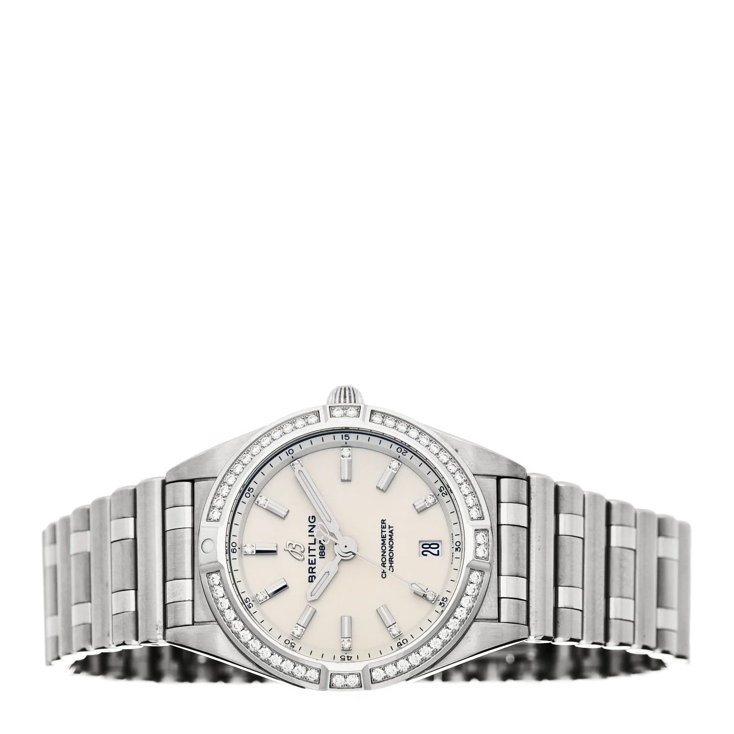 Stainless Steel Diamond Bezel 32mm Chronomat Quartz Silver A77310591A1A1 2