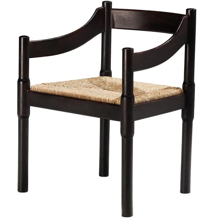 Vico Magistretti — Vico Magistretti 'Carimate' Dining in Stained With Rush Seat — Furniture — resale