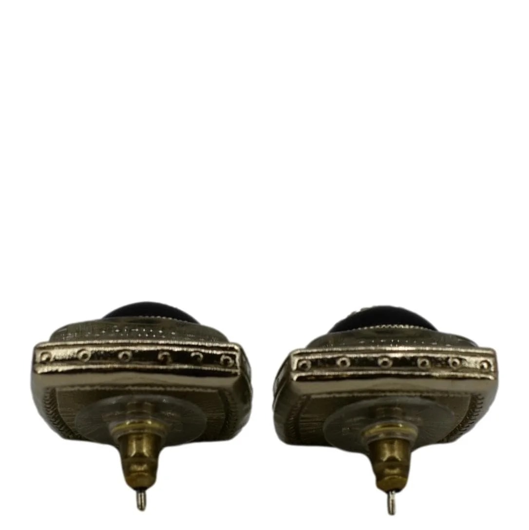 Chanel Square Clip-on Metal Strass Earrings 3