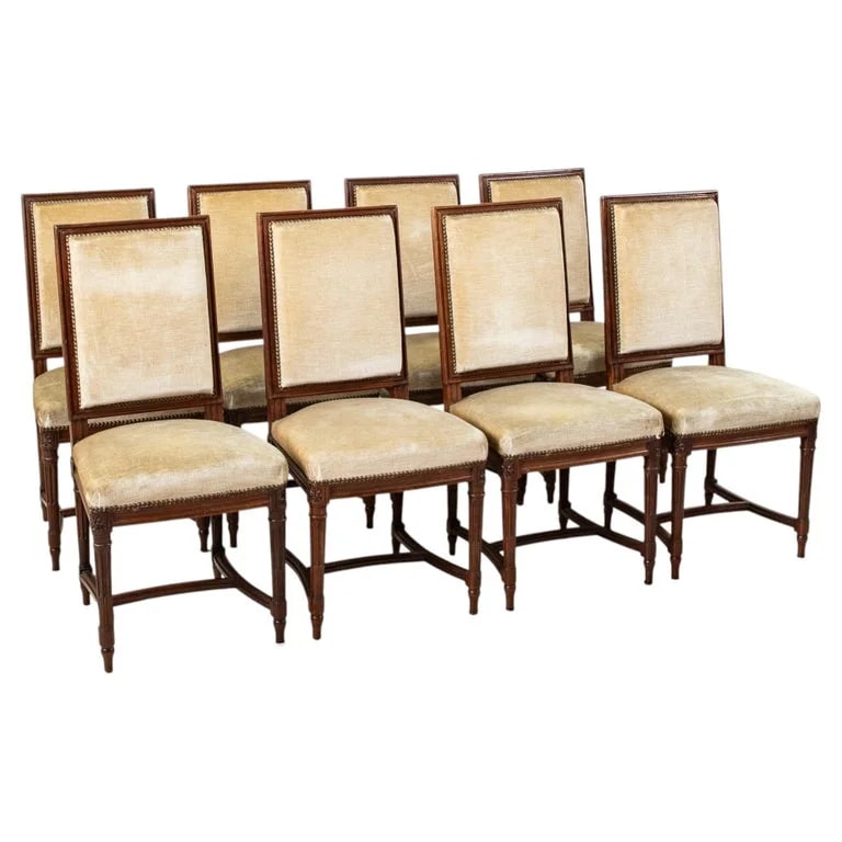 Louis — Mid-20th Century French Louis XVI Style Carved Walnut Dining Side — Furniture — resale