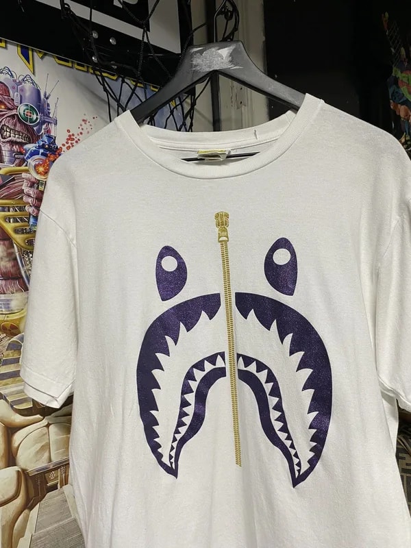 A Bathing Ape Purple Bape Shark T-Shirt Medium 2