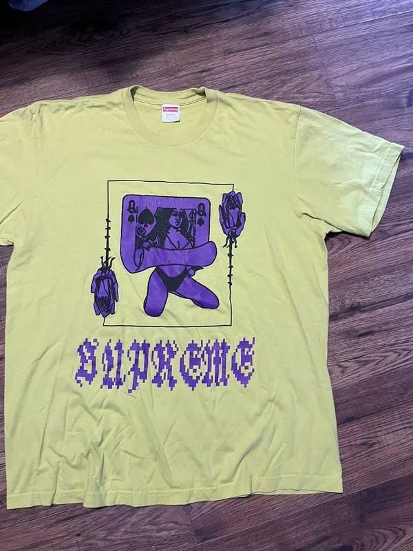 Supreme — Supreme Queen Tee ‘One of A Kind’ Card Shirt Sulfur — streetwear — resale