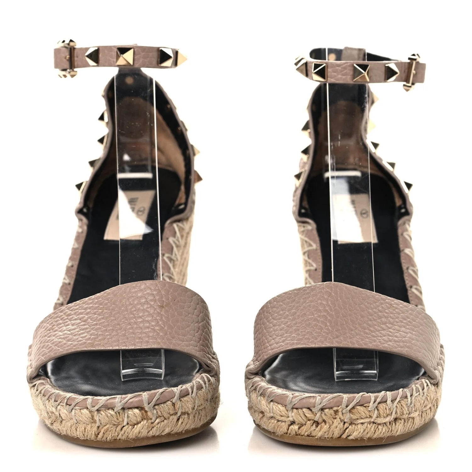 Grained Rockstud Ankle Strap Espadrille 15/105mm Wedge 35 Poudre 3