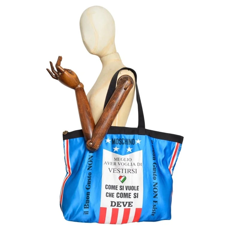 Franco Moschino, Moschino — 90's Moschino Italian Slogan Large Shopper — Handbag — resale