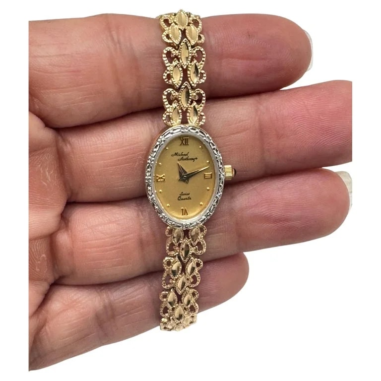 Michael Anthony — Michael Anthony 14K Gold Swiss Quartz With Diamonds & Sapphire — Watch — resale