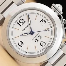 Cartier — 2000 Paper Cartier Pasha C BIG Date W31044M7 35MM White Steel — Watch — resale