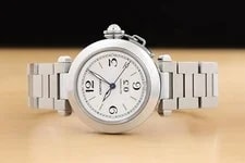 2000 Paper Cartier Pasha C BIG Date W31044M7 35MM White Steel 3