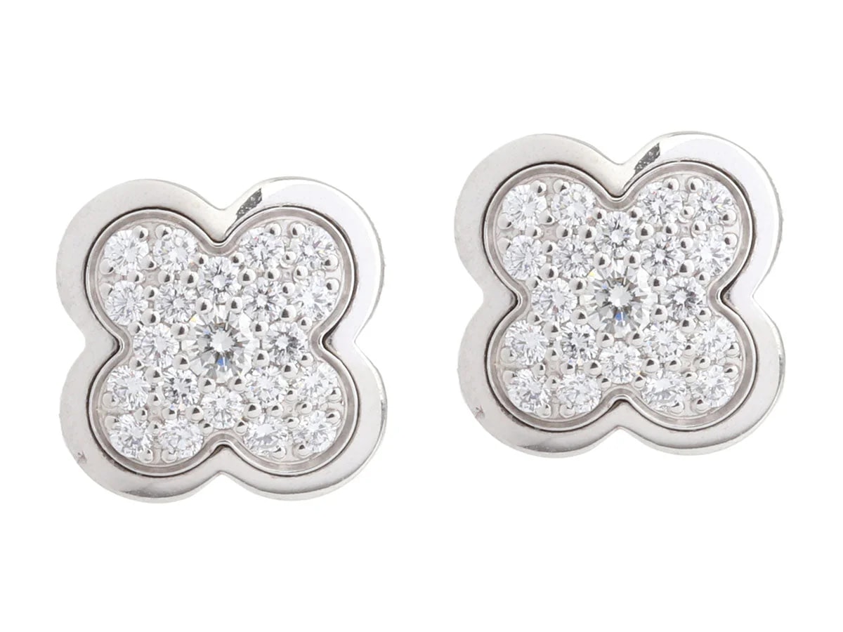 Van Cleef & Arpels — Van Cleef & Arpels 18K White Gold Pavé Pure Alhambra Pierced Stud — Jewelry — resale