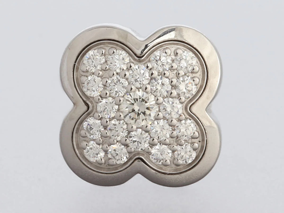 Van Cleef & Arpels 18K White Gold Pavé Pure Alhambra Pierced Stud 2
