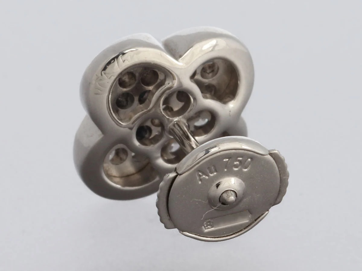 Van Cleef & Arpels 18K White Gold Pavé Pure Alhambra Pierced Stud 3