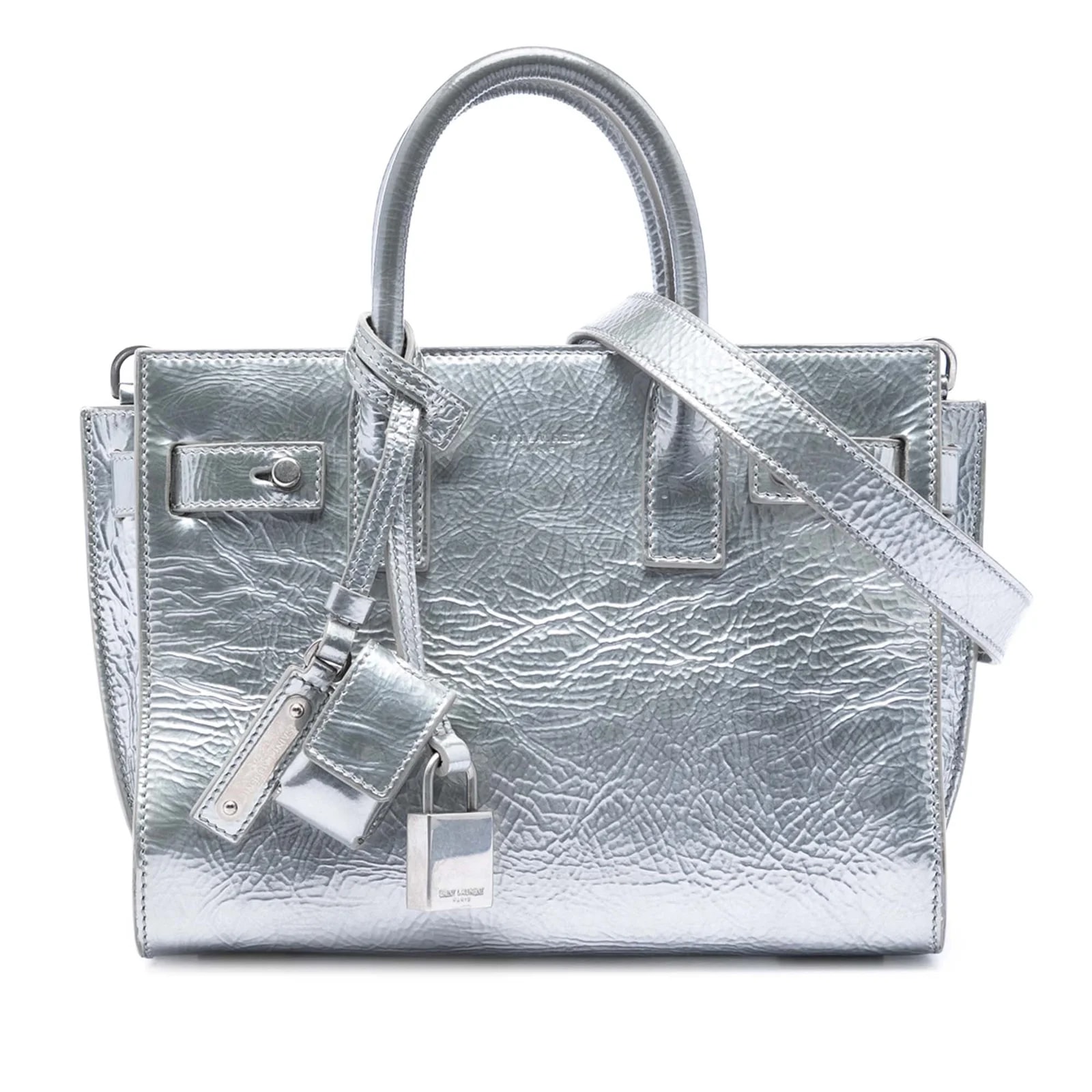 Saint Laurent — Nano Metallic Crinkled Supple Sac de Jour Satchel — Handbag — resale