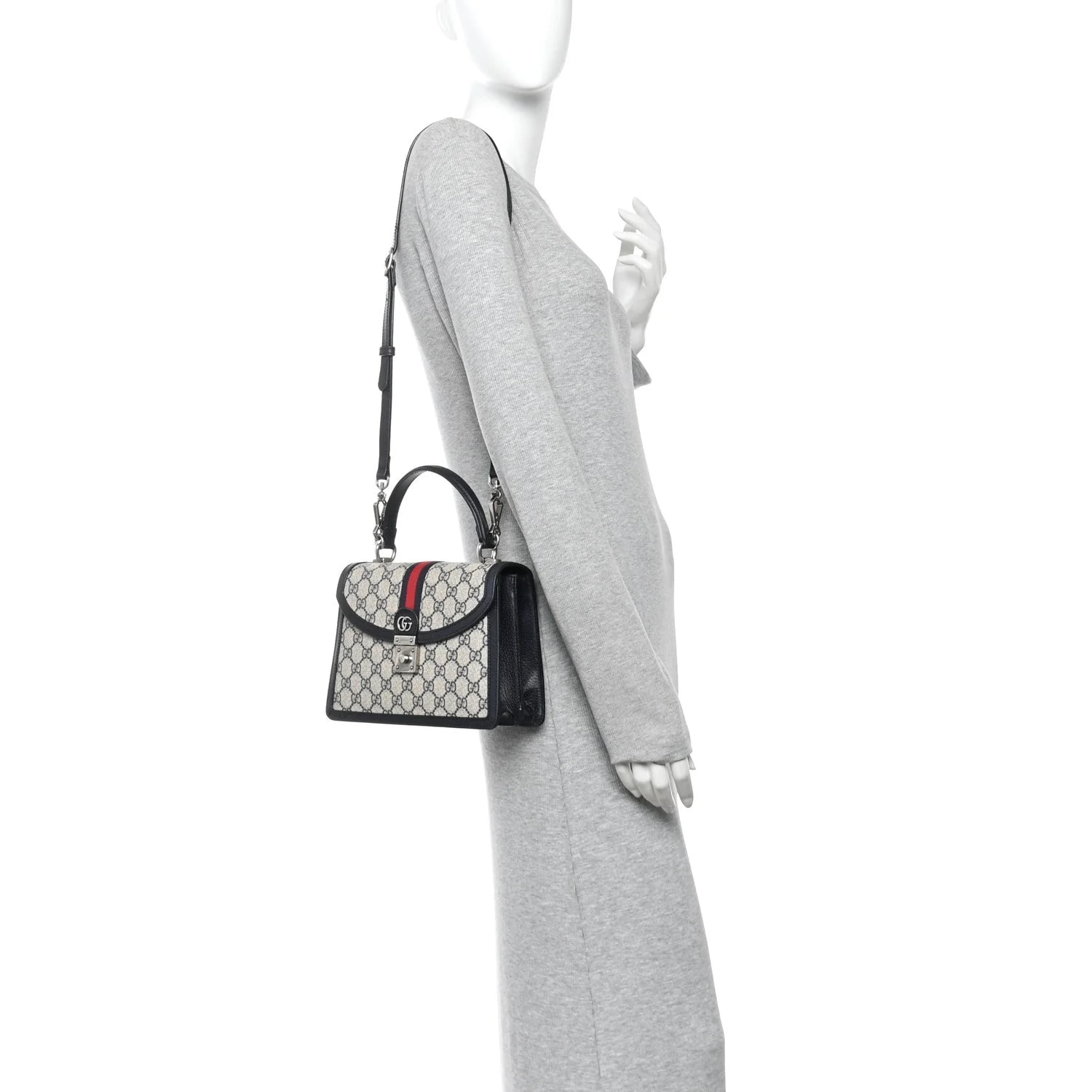 Textured Dollar Web Small Ophidia Padlock Top Handle 2