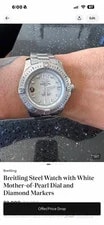 Breitling Stainless Steel . White Mother-of-pearl Dial With Diamond Hour 3
