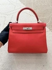 Auth Hermès Kelly 28 Casaque Palladium VIP 3