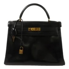Noir — Hermes GHW Kelly 32 2 Way Box Noir — Handbag — resale