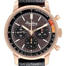 Breitling Top Time 41mm RB0176 Brown Dial Black Leather Strap Gold 2