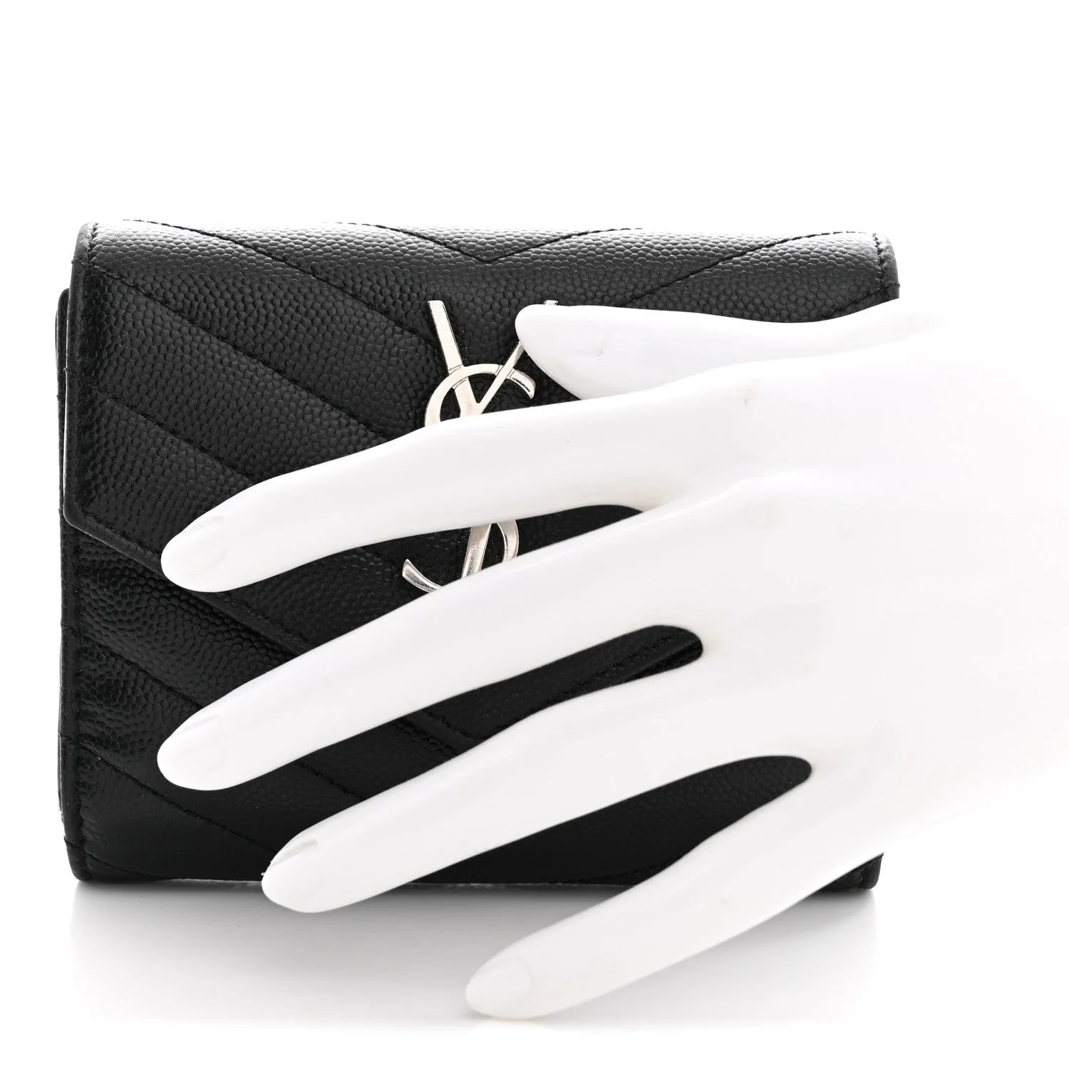 Grain de Poudre Matelasse Chevron Compact Tri Fold Wallet 2