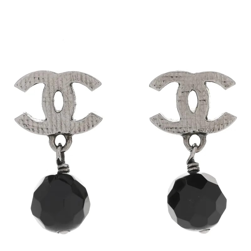 Chanel — Beaded CC Drop Ruthenium — Jewelry — resale