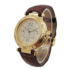 Cartier Pasha 18k Gold 38mm Automatic With Brown Leather Strap and Ivory D 4