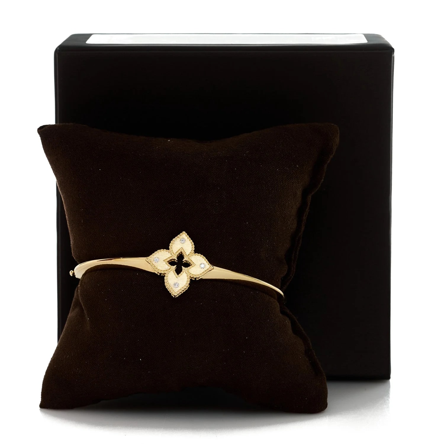 18K Yellow Gold Venetian Princess Flower Bangle 4
