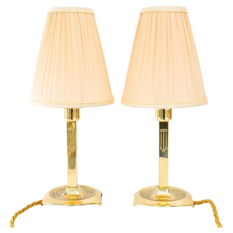 2x Art Deco Table Lamps with Fabric Shades, Vienna, around 1920s — Furniture — resale