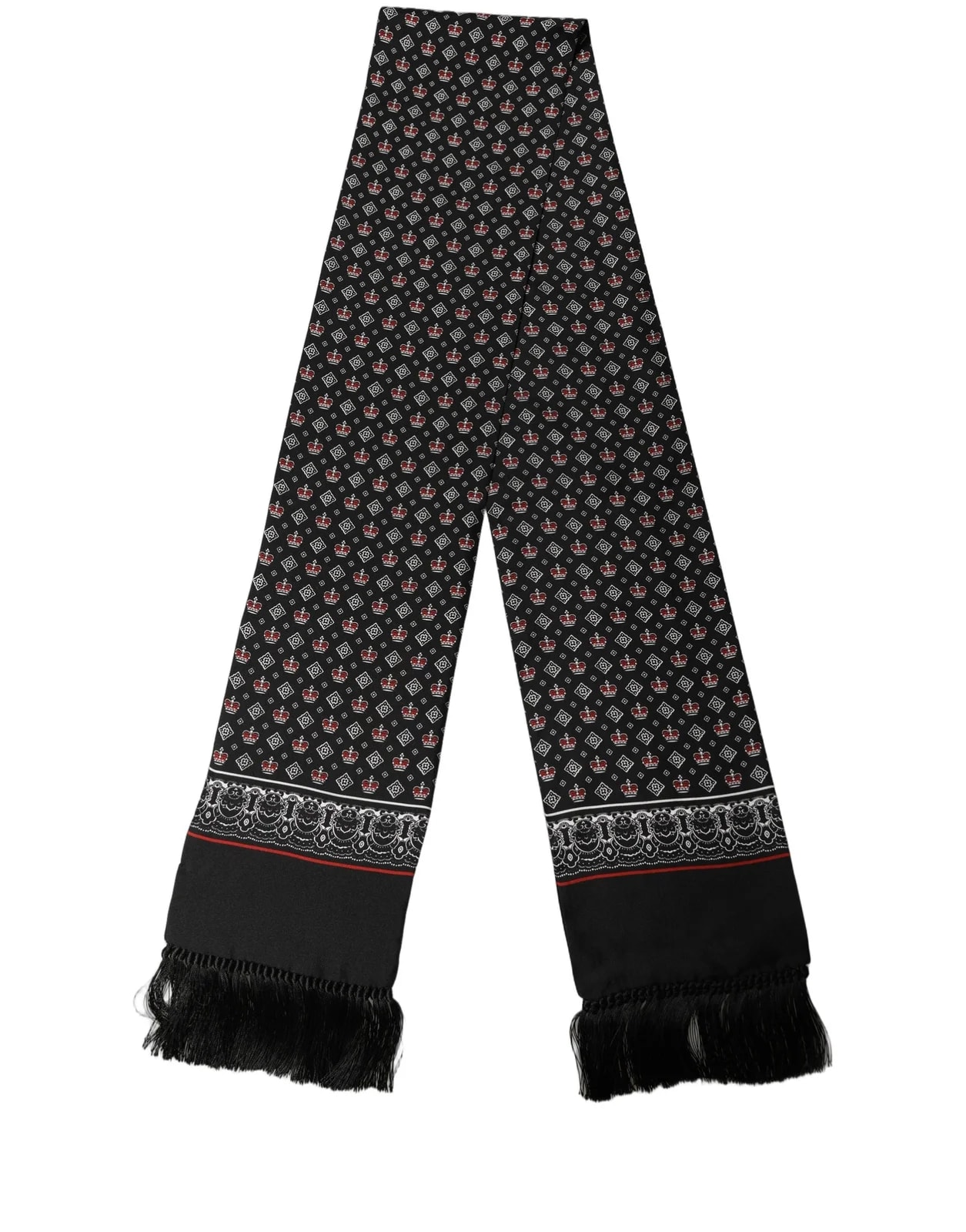 Dolce & Gabbana Crown Fringed Neck Shawl Scarf 2