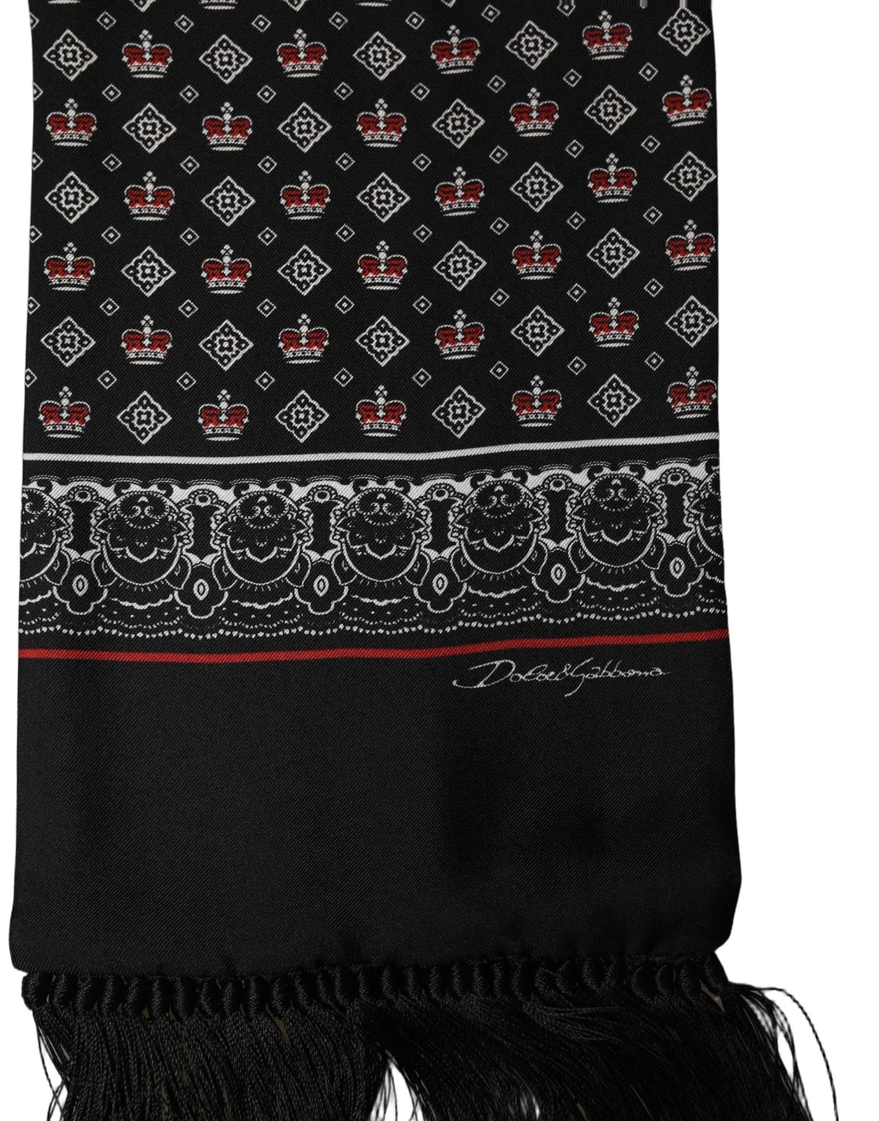 Dolce & Gabbana Crown Fringed Neck Shawl Scarf 3