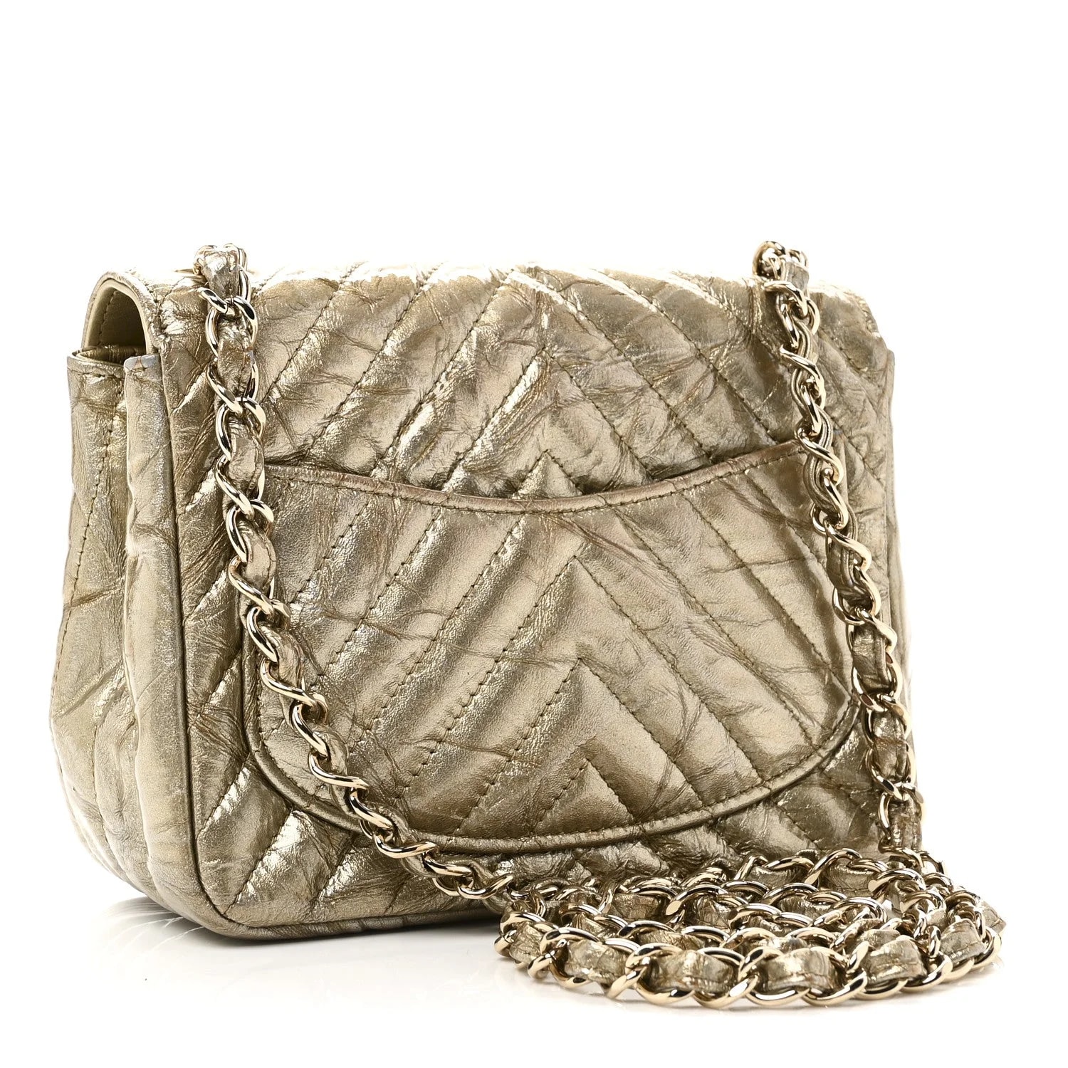 Metallic Crumpled Chevron Square Flap 3
