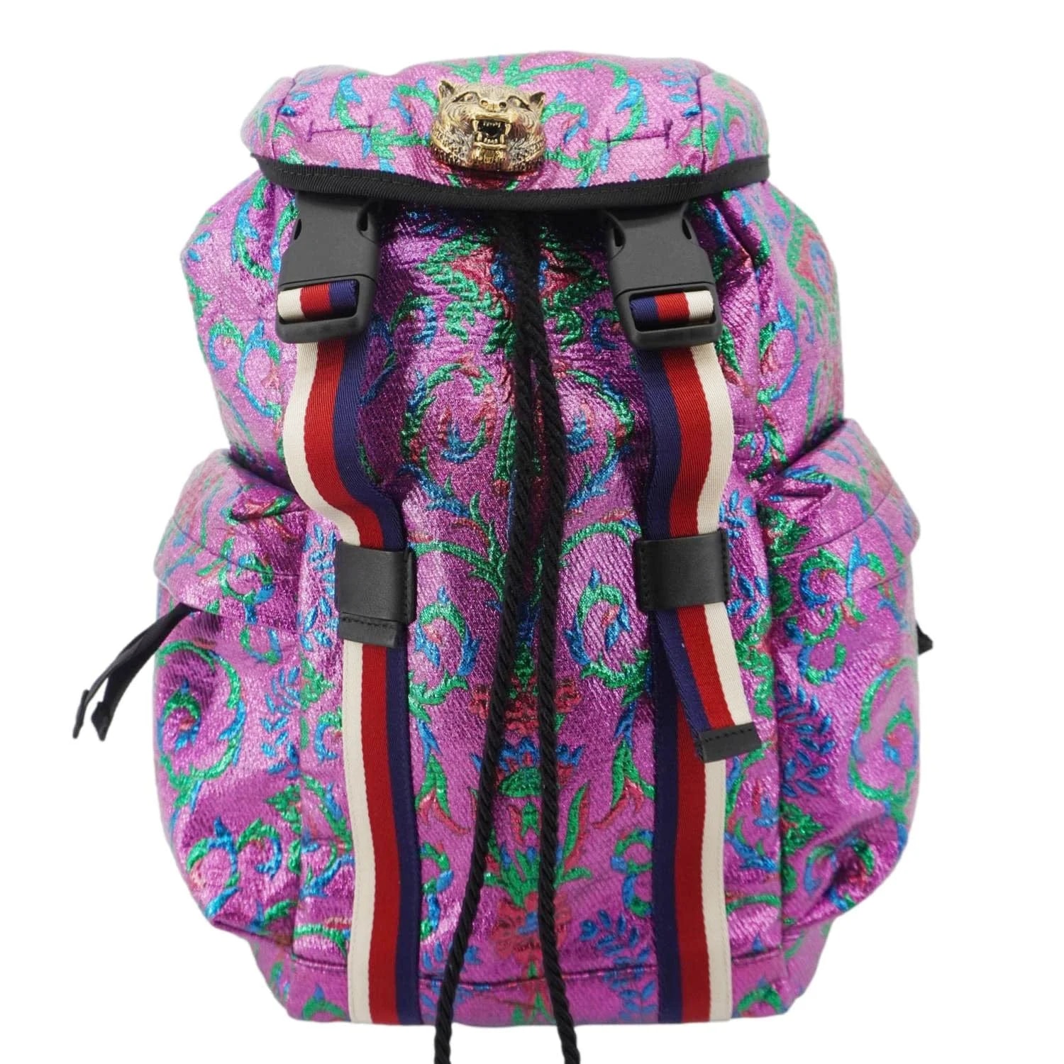 Gucci — Gucci Double Buckle Small Brocade Web Backpack 466467 — Handbag — resale