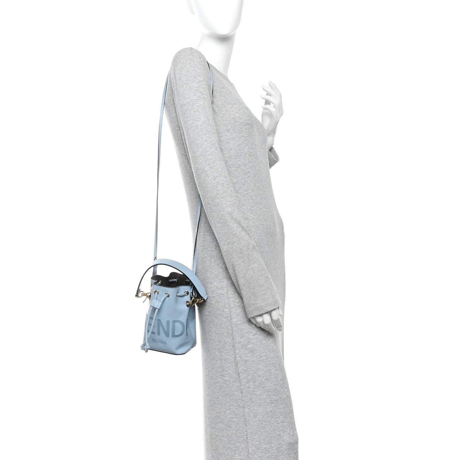 Vitello King F Is Fendi Logo Embossed Mini Mon Tresor Bucket Azzurro Baby 2