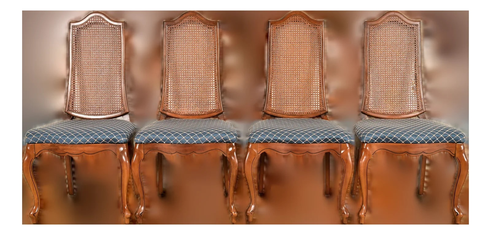Baker Furniture Style French Provincial Louis XV Carved and Cane Back Dining , Set of Six 2