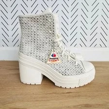 ⭐Converse Chuck 70 de Luxe Heel Platform Sz 7 Shoes Egret Boots A07535C 2