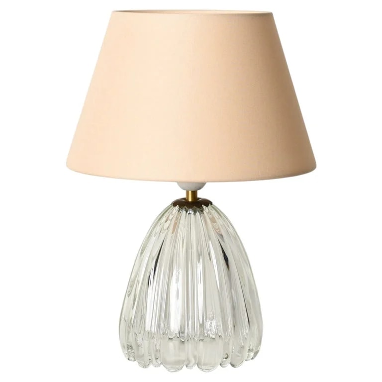 Barovier — Barovier Murano Ribbed & Lamp With Lampshade, Italy 1950s — Furniture — resale